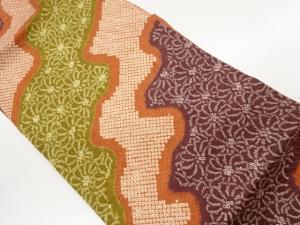 絞り変わり道長取りに抽象花模様名古屋帯